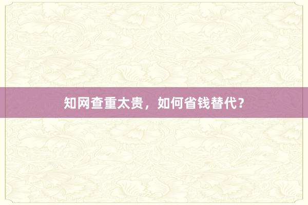 知网查重太贵，如何省钱替代？